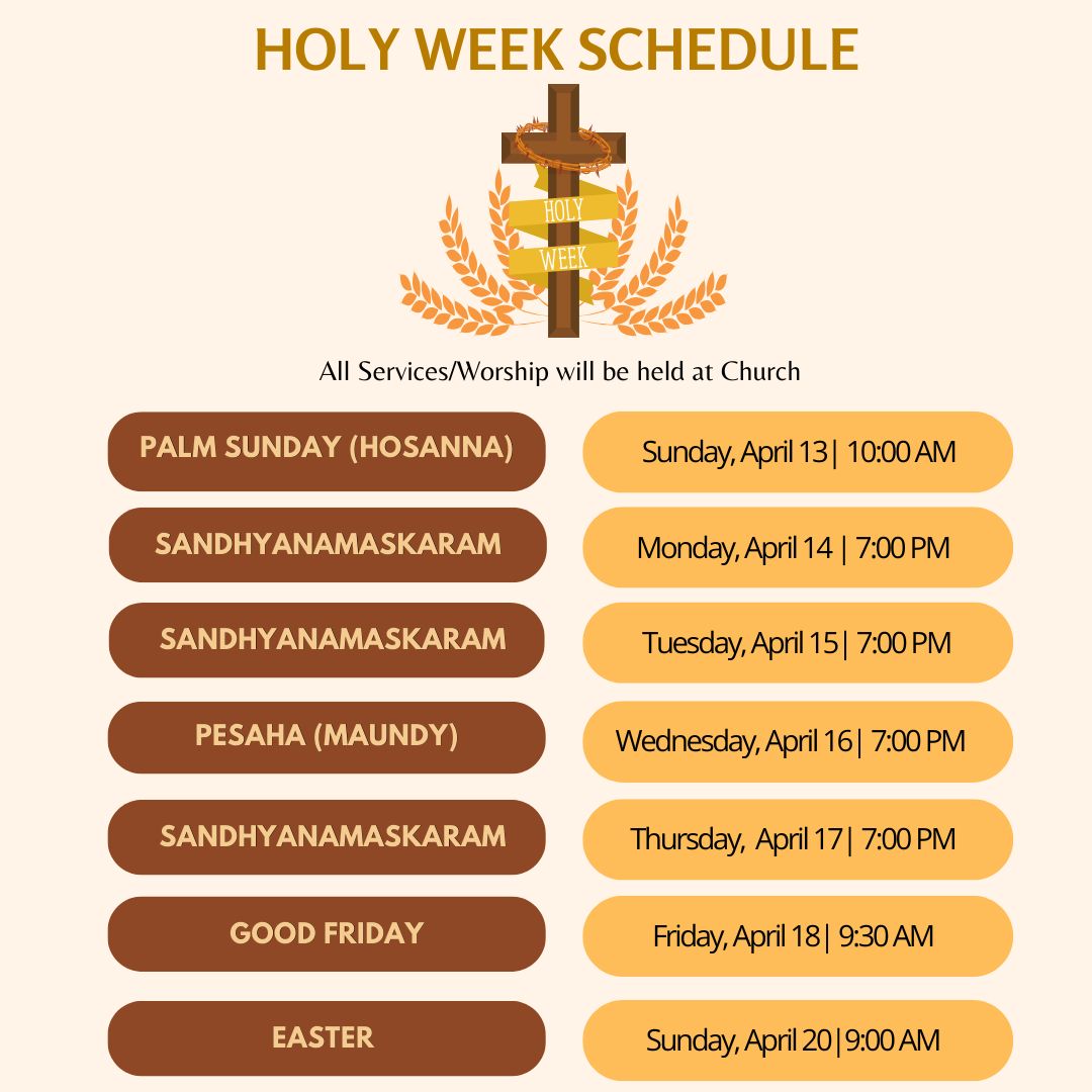 Holy Week Schedule